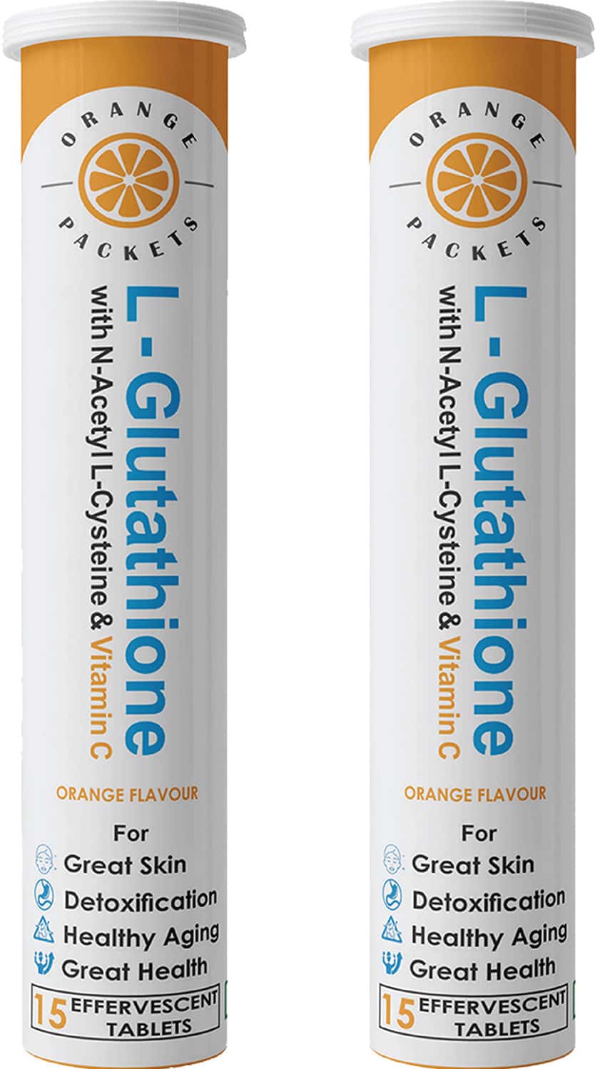 Orange Packets 600 Mg Glutathione Effervescent Tablets Enriched 400 Mg Nac And Vitamin C (Pack Of 2)