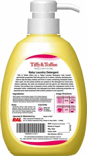 Tiffy & Toffee Baby Laundry Detergent With In-Built Germicide And Softener - 500Ml