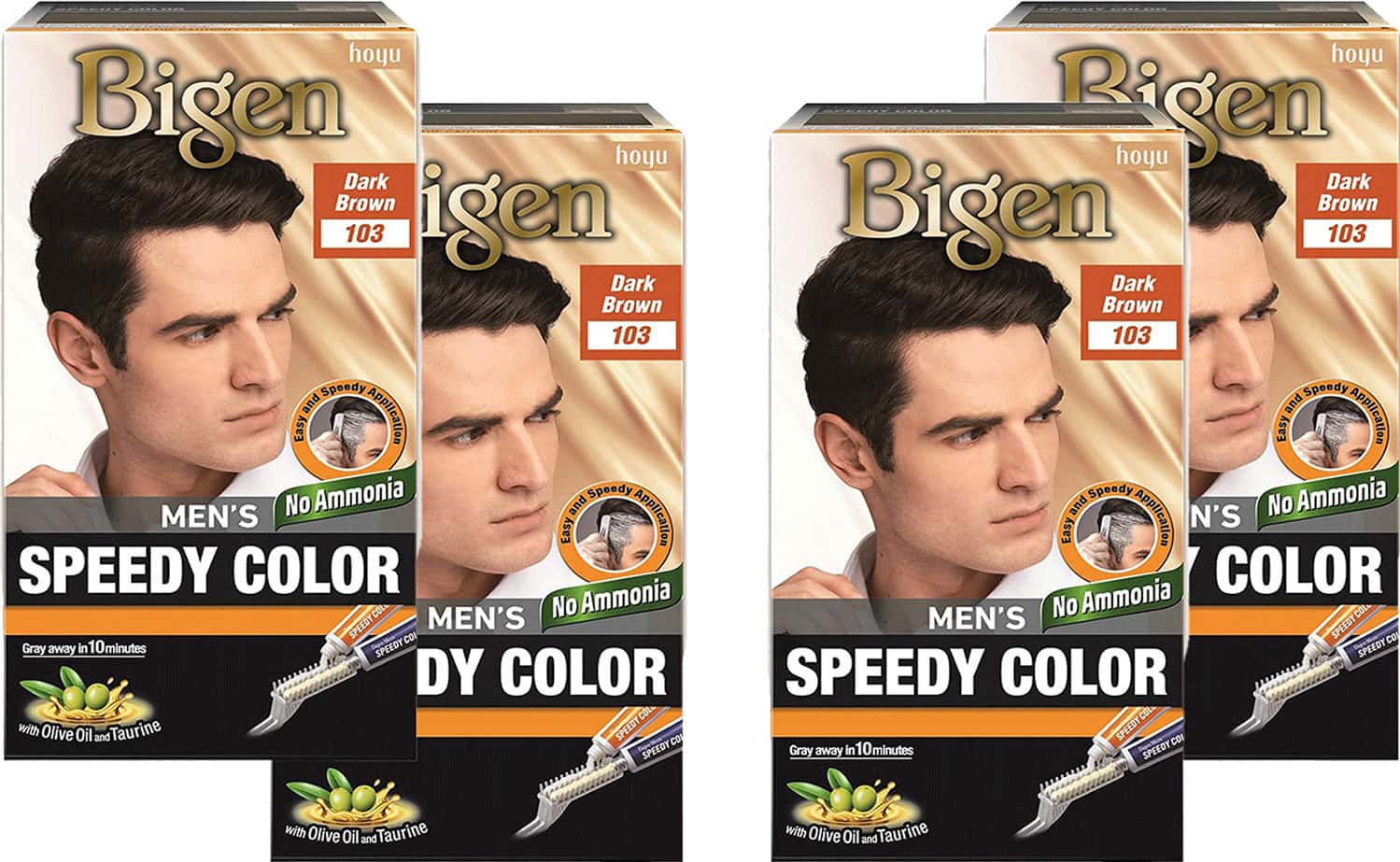 Bigen Men's Speedy Color Dark Brown 103 80g (pack Of 4)