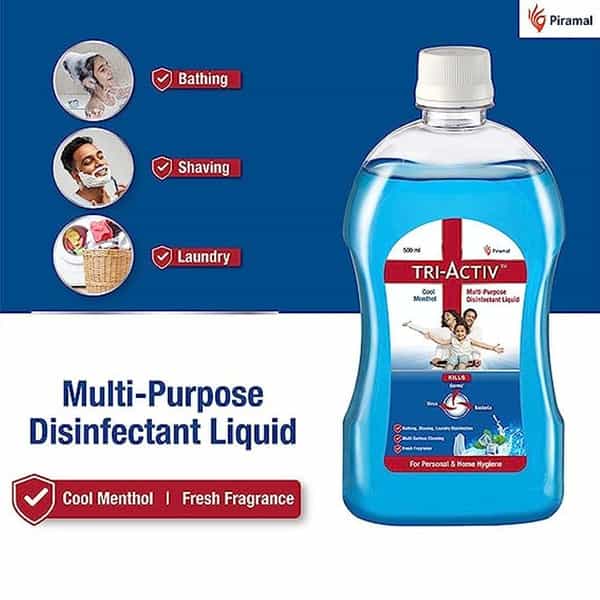 Tri-Activ Disinfectant Liquid For Multipurpose 500Ml Cool Menthol | Blue | 2 Count