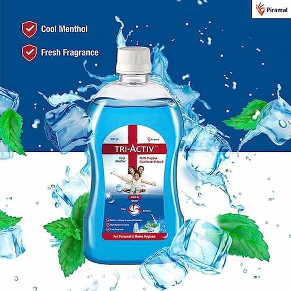 Tri-Activ Disinfectant Liquid For Multipurpose 500Ml Cool Menthol | Blue | 2 Count