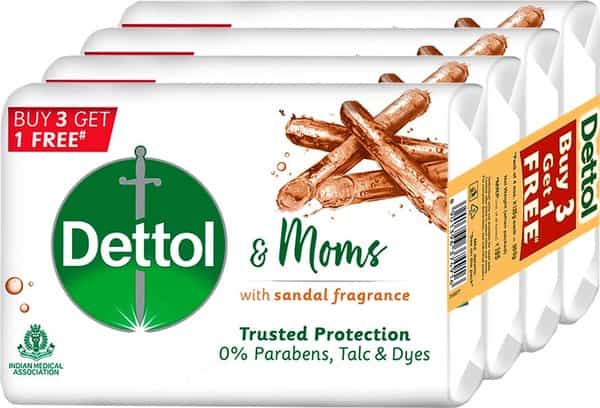 Dettol & Moms Bathing Soap Sandal - 125Gm ( Buy 3 Get 1 )