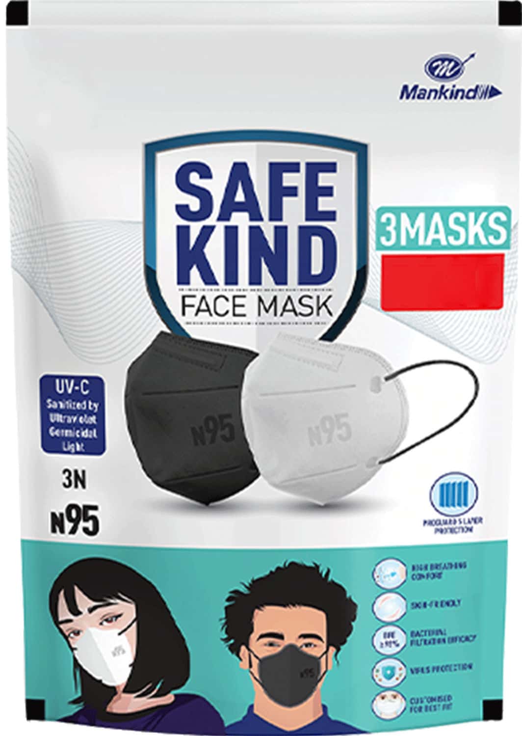Mankind Safekind (2b+1w) Face Mask N-95