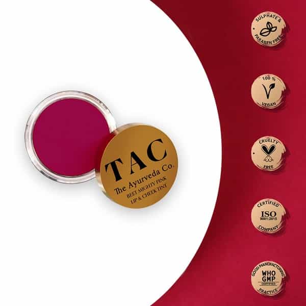 Tac - The Ayurveda Co. Lip & Cheek Tint Blush With Beetroot Cocoa Coconut & Olive Oil - 10 Gm