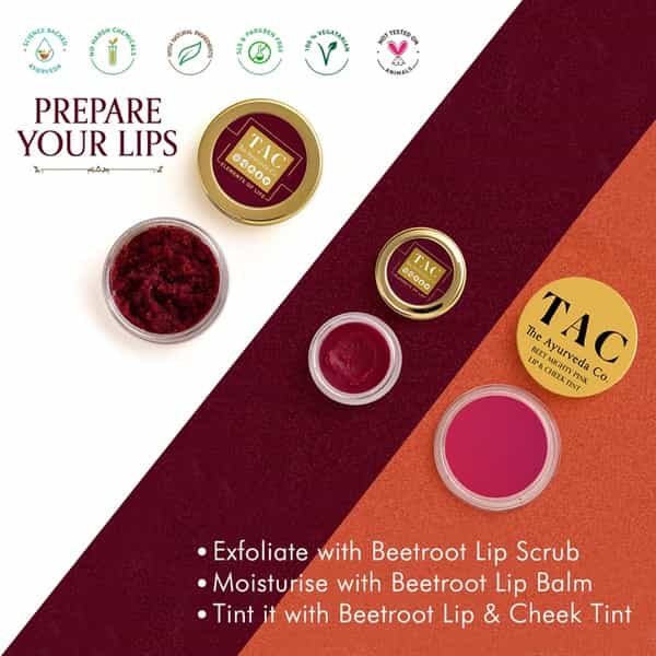 Tac - The Ayurveda Co. Lip & Cheek Tint Blush With Beetroot Cocoa Coconut & Olive Oil - 10 Gm