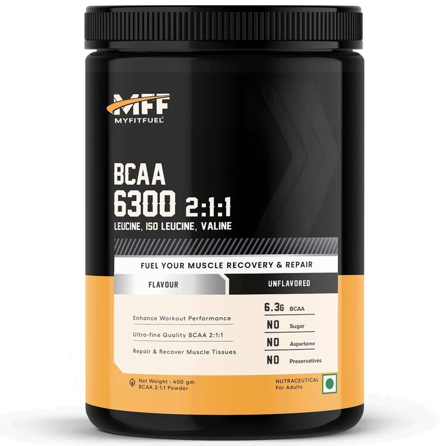 Myfitfuel Bcaa 6300 2:1:1 (400 Gm) Unflavored| Leucine | Isoleucine | Valine