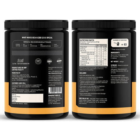 Myfitfuel Bcaa 6300 2:1:1 (400 Gm) Unflavored| Leucine | Isoleucine | Valine