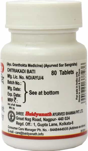 Baidyanath Asli Ayurved Chitrakadi Bati - 80 Tablets (Pack Of 3)