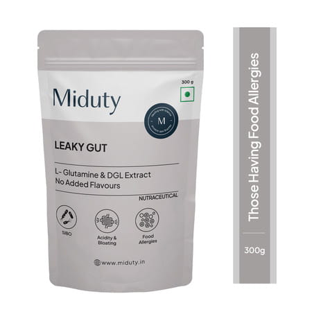 Miduty Leaky Gut Support - L-Glutamine - Acidity - Bloating - Digestion - Probiotic - 300g