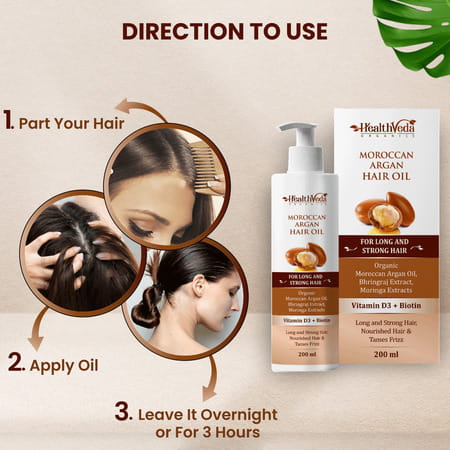 Health Veda Organics Moroccan Argan Hair Oil For Long | Strong & Shiny Hair (200 Ml)