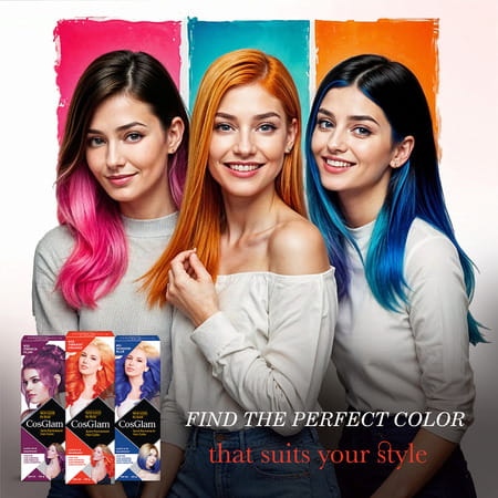 Cosglam Semi Permanent Hair Color | No Peroxide | Ammonia Free Hair Colour 33 Vibrant Orange - 120Gm