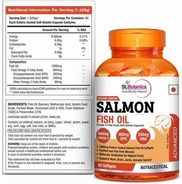 St.botanica Salmon Fish Oil 1000Mg Advanced Double Strength 660Mg Omega 3 -V60 Softgels