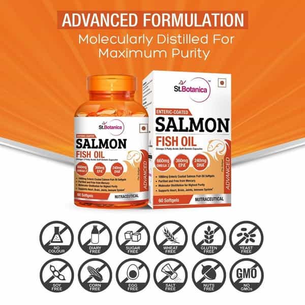 St.botanica Salmon Fish Oil 1000Mg Advanced Double Strength 660Mg Omega 3 -V60 Softgels