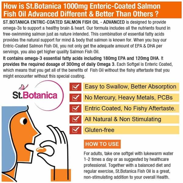 St.botanica Salmon Fish Oil 1000Mg Advanced Double Strength 660Mg Omega 3 -V60 Softgels