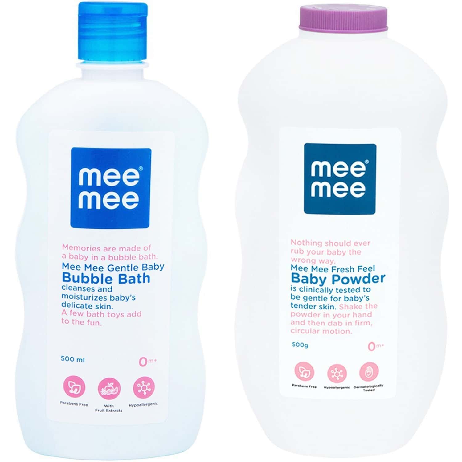 Meemee Gentle Baby Bubble Bath And Fresh Feel Baby Powder (500 Ml) (White)