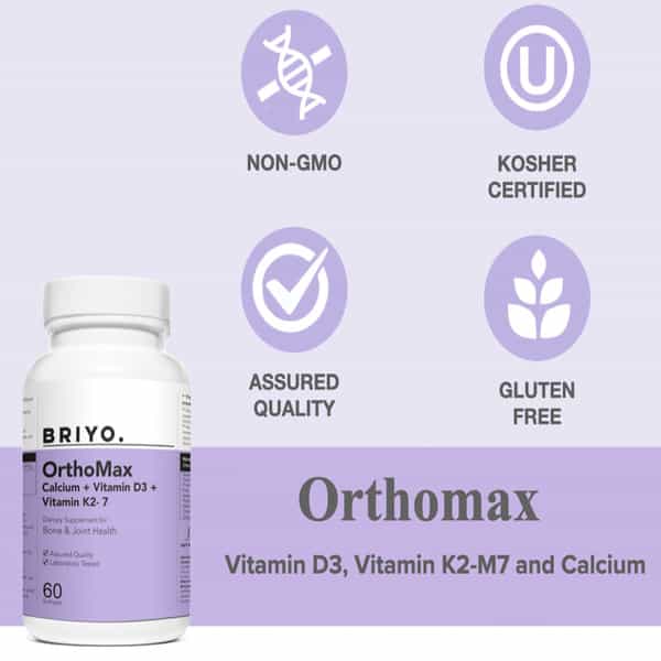 Briyo Supplements- Orthomax -Calcium + Vitamin D3 Dietary Supplement For Bone & Joint -60 Softgels