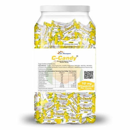 Dr. Morepen Vitamin C-Candy | 10Mg Vit.c Per Candy | Mango Flavored | Jar 250 Candy