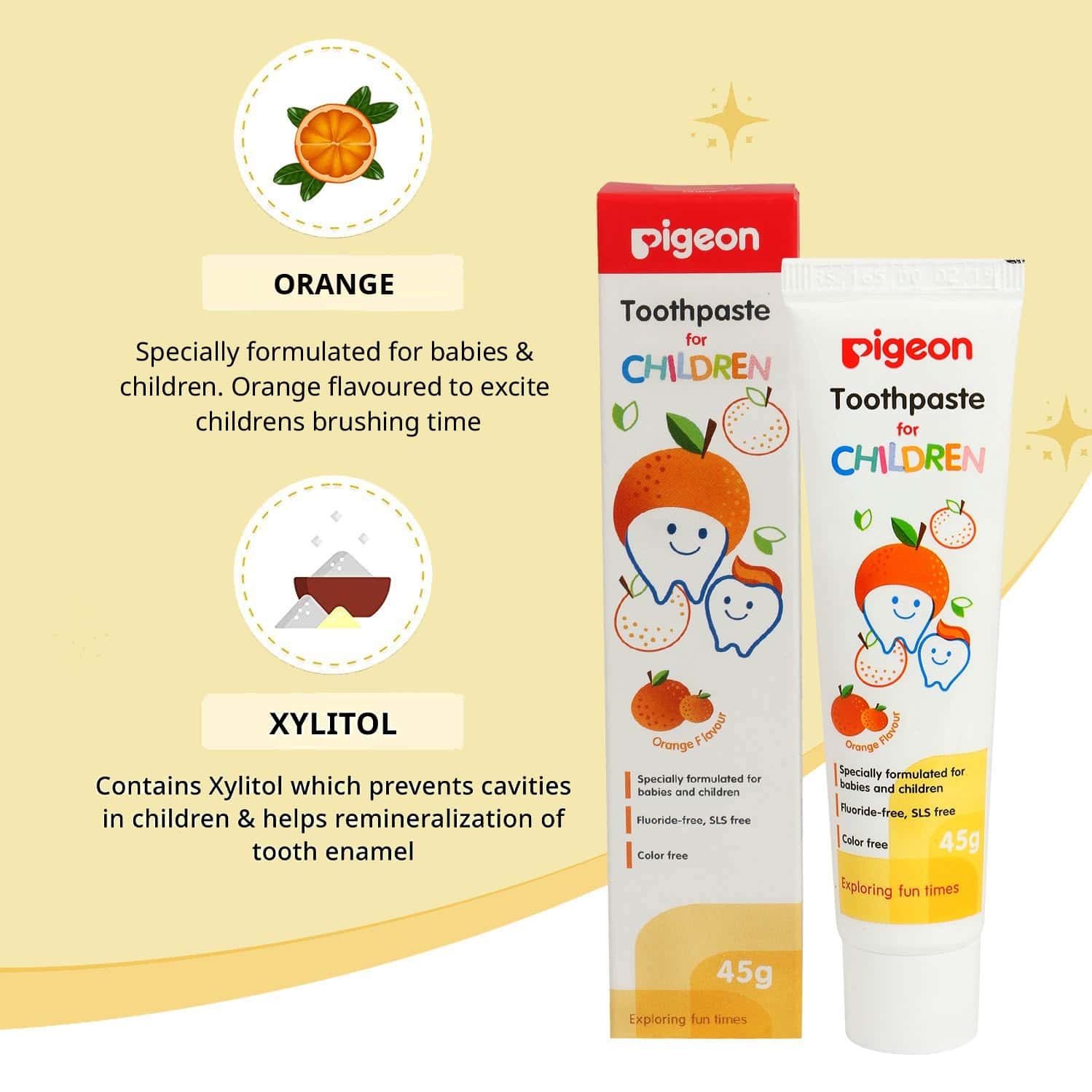 Buy PIGEON CHILDREN TOOTHPASTE ORANGE 45 GMS Online & Get Upto 60