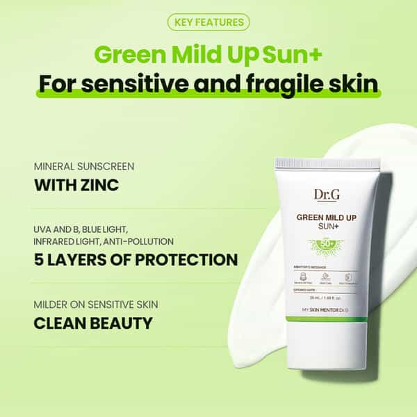 Dr.g Green Mild Up Sun+ Spf50+ Pa++++ - Verified Uv Blocking Effect - Green Mild Up Sun+ | 50Ml