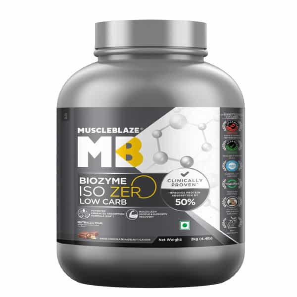 Muscleblaze Biozyme Iso-Zero | Low Carb Whey Protein Isolate (Swiss Chocolate Hazelnut | 2Kg)