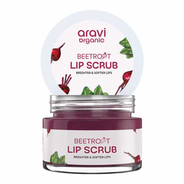 Aravi Organic Beetroot Lip Lightening Scrub - Exfoliates | Brightens & Hydrates Lips - 15Gm