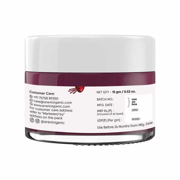 Aravi Organic Beetroot Lip Lightening Scrub - Exfoliates | Brightens & Hydrates Lips - 15Gm