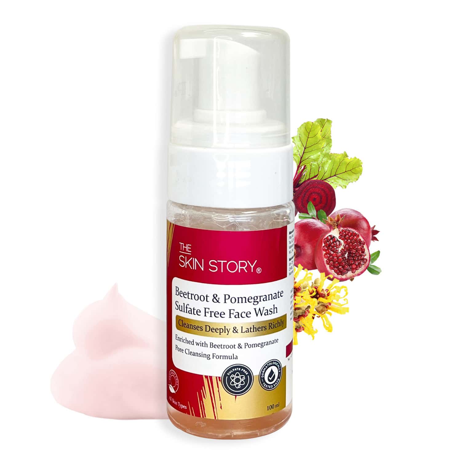 The Skin Story Sulphate Free Pore Cleansing Foaming Beetroot Face Wash, Anti Aging Skin Detox 100 Ml