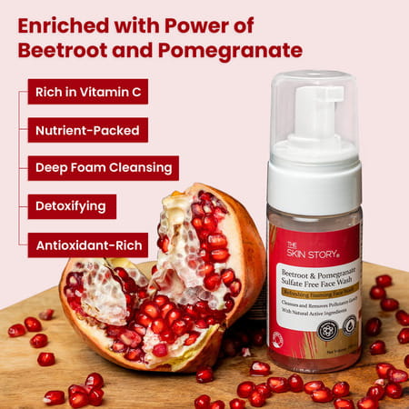 The Skin Story Sulphate Free Pore Cleansing Foaming Beetroot Face Wash, Anti Aging Skin Detox 100 Ml