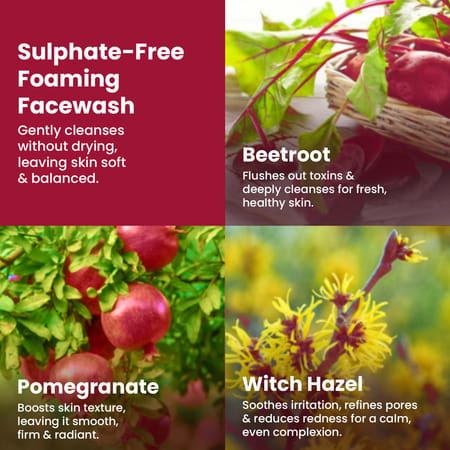 The Skin Story Sulphate Free Pore Cleansing Foaming Beetroot Face Wash, Anti Aging Skin Detox 100 Ml
