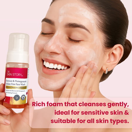 The Skin Story Sulphate Free Pore Cleansing Foaming Beetroot Face Wash, Anti Aging Skin Detox 100 Ml
