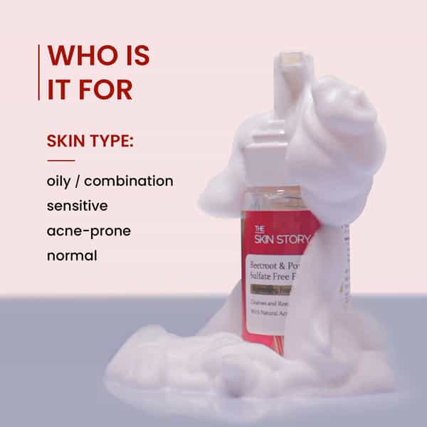 The Skin Story Sulphate Free Pore Cleansing Foaming Beetroot Face Wash, Anti Aging Skin Detox 100 Ml