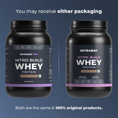 Nutrabay Pro Nitro Build Whey Protein - 1kg | Rich Milk Chocolate - 22 Servings | For Men And Women