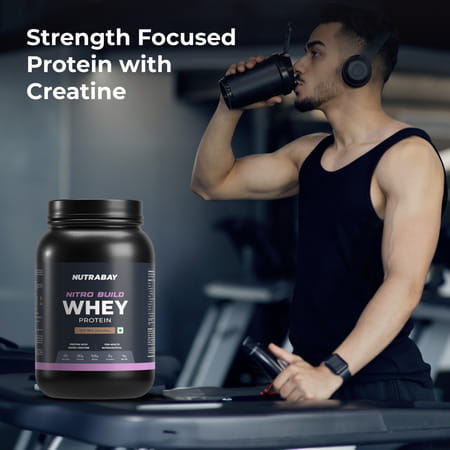 Nutrabay Pro Nitro Build Whey Protein - 1kg | Rich Milk Chocolate - 22 Servings | For Men And Women
