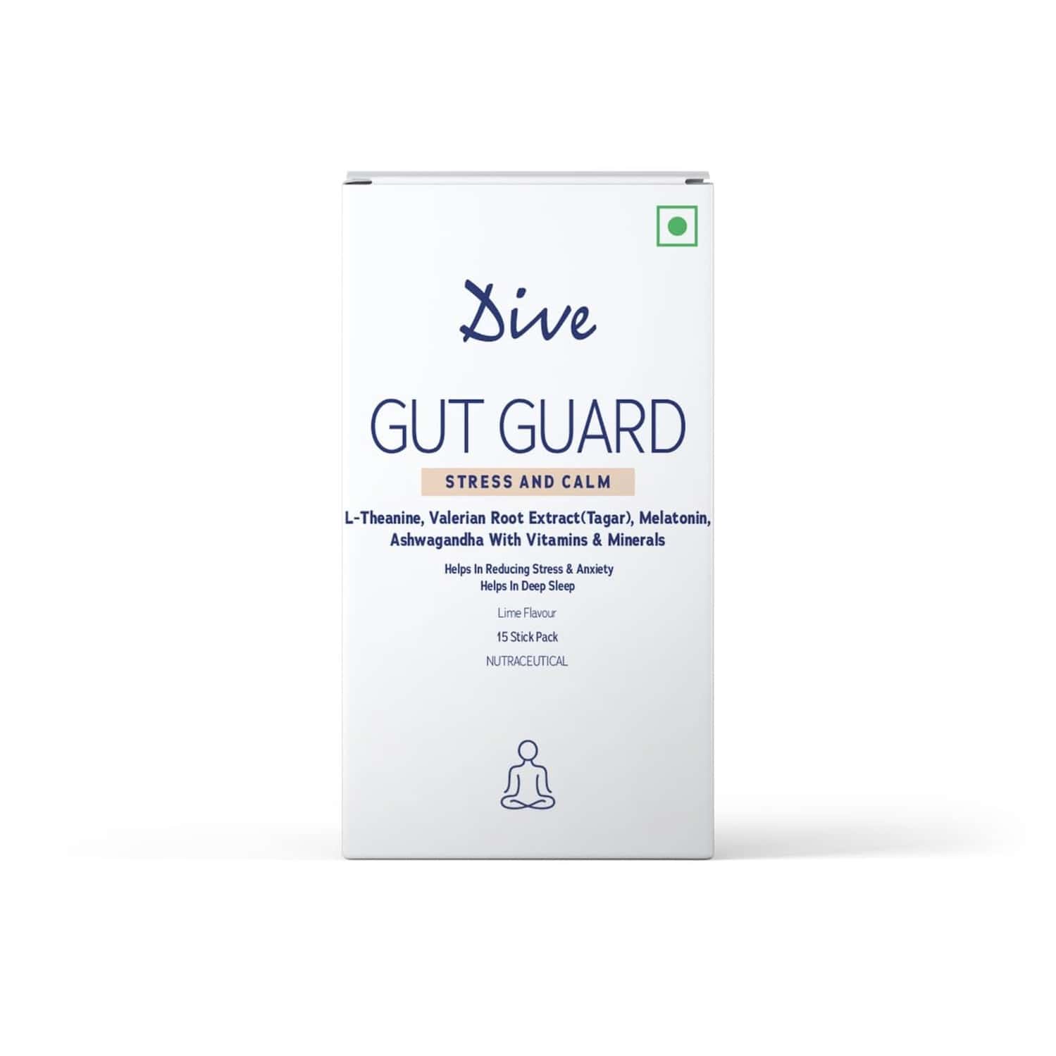 Dive Gut Guard Stress & Calm For Healthy Deep Sleep & Stress Relief | 15 Days Pack | Lime
