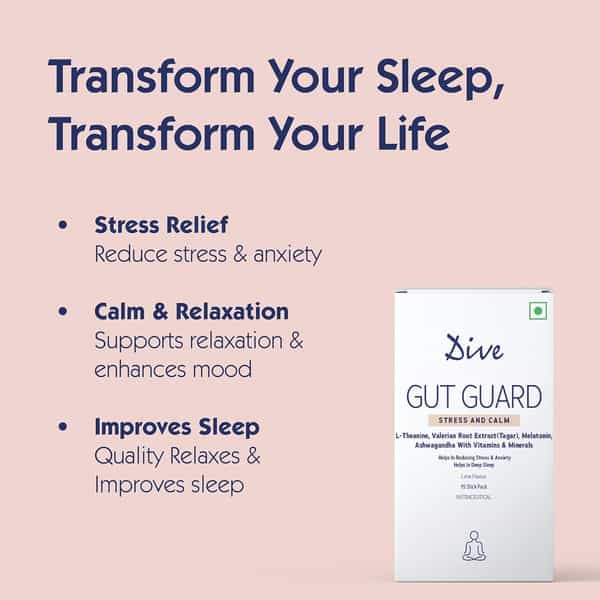 Dive Gut Guard Stress & Calm For Healthy Deep Sleep & Stress Relief | 15 Days Pack | Lime