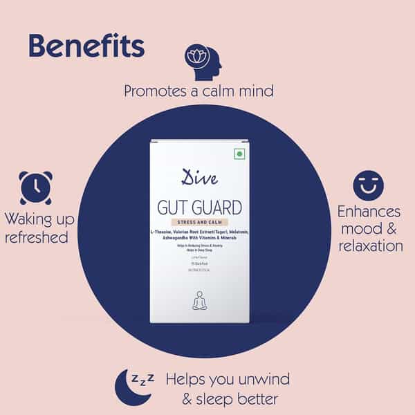 Dive Gut Guard Stress & Calm For Healthy Deep Sleep & Stress Relief | 15 Days Pack | Lime