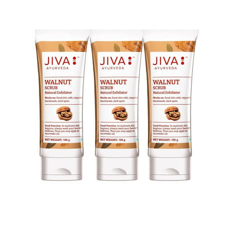Jiva Walnut Scrub Removes Blackheads & Dark Spots For All Skin Types - 100(Pack Of 3)