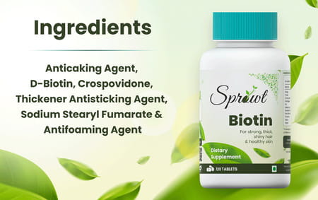 Sprowt Plant Based Hair Growth Biotin Tablets (10000mcg) | Strong, Thick, Shiny Hair & Healthy Skin