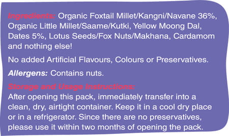 Early Foods Organic Foxtail Millet & Dates Porridge Mix 200G