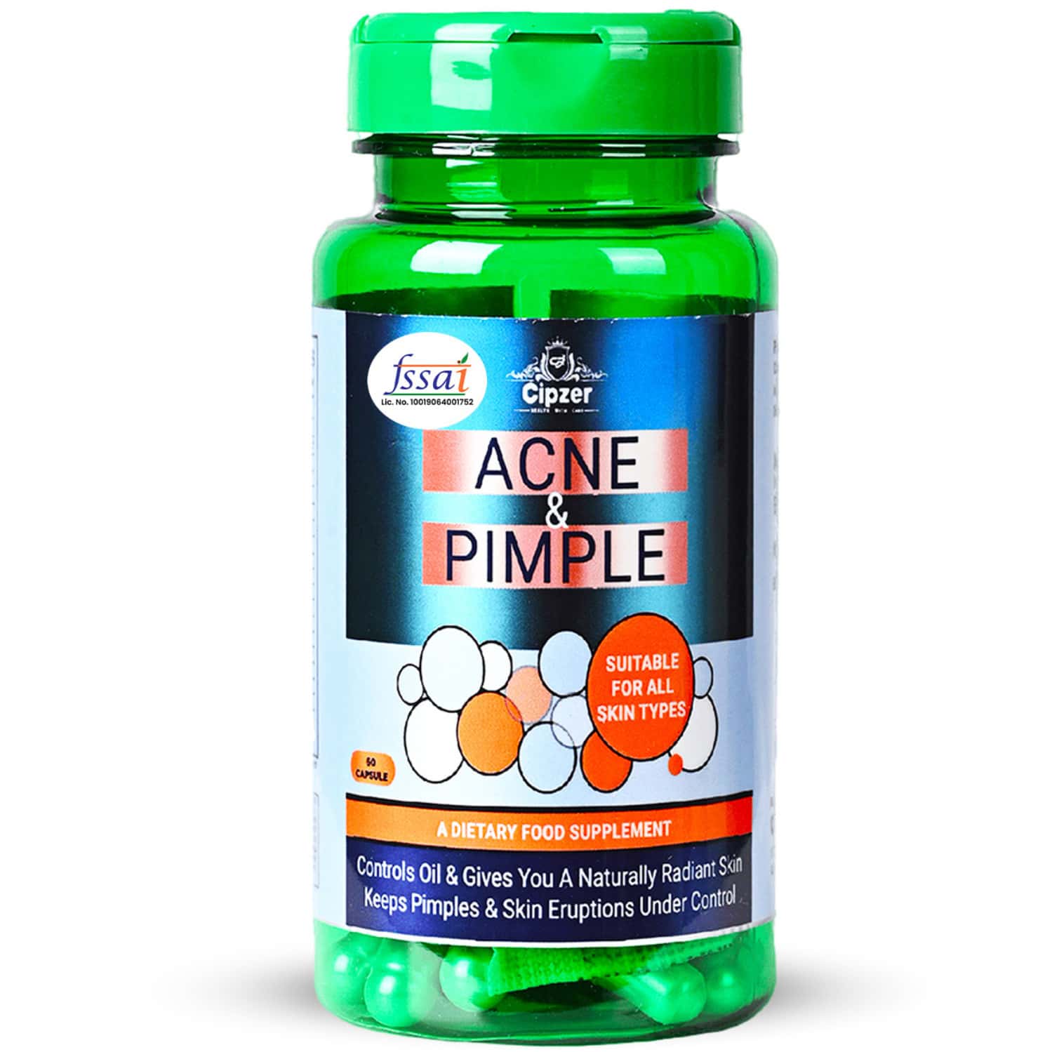 Cipzer Acne & Pimples Capsules Promotes Clear,healthy Skin,remove Acne & Detoxifies Skin-60 Capsules