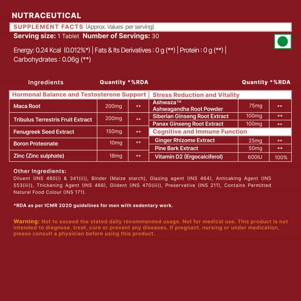 Wishnew Wellness Alpha Booster: Optimal Male Performance | Natural Testosterone Enhancement (30Nos)