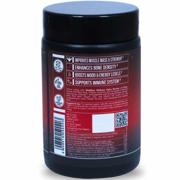 Wishnew Wellness Alpha Booster: Optimal Male Performance | Natural Testosterone Enhancement (30Nos)