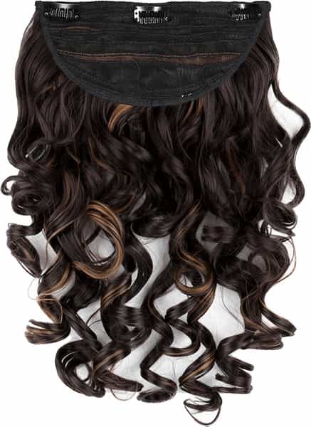 Streak Street Clip-In 18'' Step Curls Dark Brown Hair Extensions With Golden Highlights