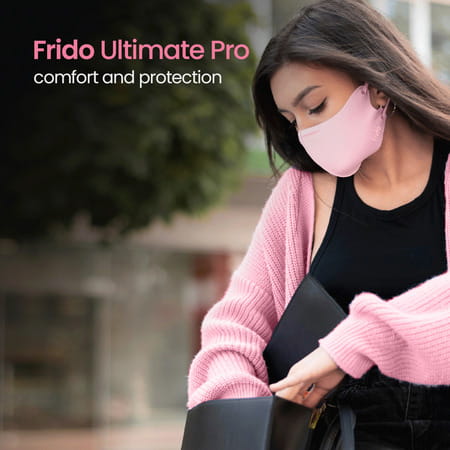 Frido Ultimate Pro Copper Mask|Pink|Nose Clip|Ear Loop|Washable|Imported|Small Size|Pack Of 10