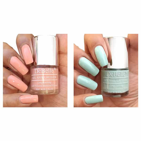 Debelle Nail Polish | Matte Finish | Dark Peach(Choco Latte) | Mint Blue(Mint Amour) | 16 Ml