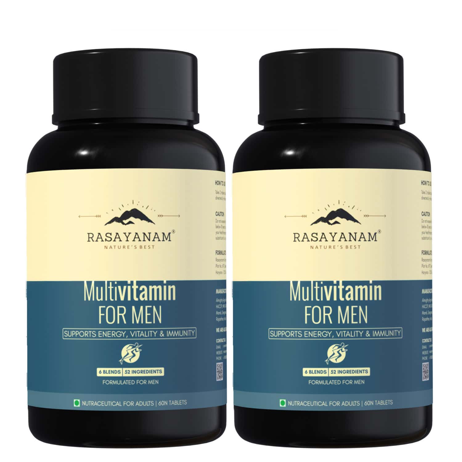 Rasayanam Multivitamin For Men | 52 Ingredients | Energy | Immunity & Health 120 Tablets (pack Of 2)