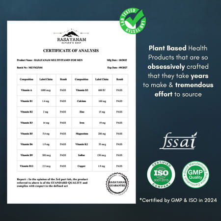 Rasayanam Multivitamin For Men | 52 Ingredients | Energy | Immunity & Health 120 Tablets (Pack Of 2)