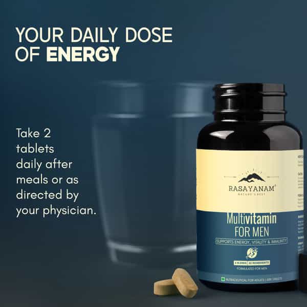 Rasayanam Multivitamin For Men | 52 Ingredients | Energy | Immunity & Health 120 Tablets (Pack Of 2)