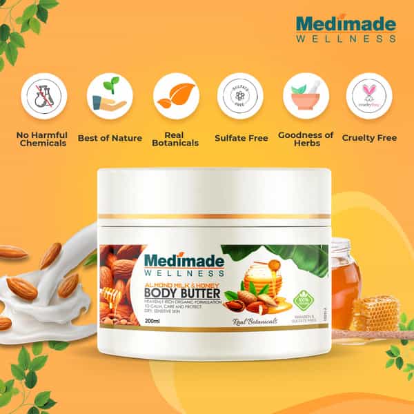 Medimade Almond And Honey Body Butter - 200 Ml X 2 ( Pack Of 2 )