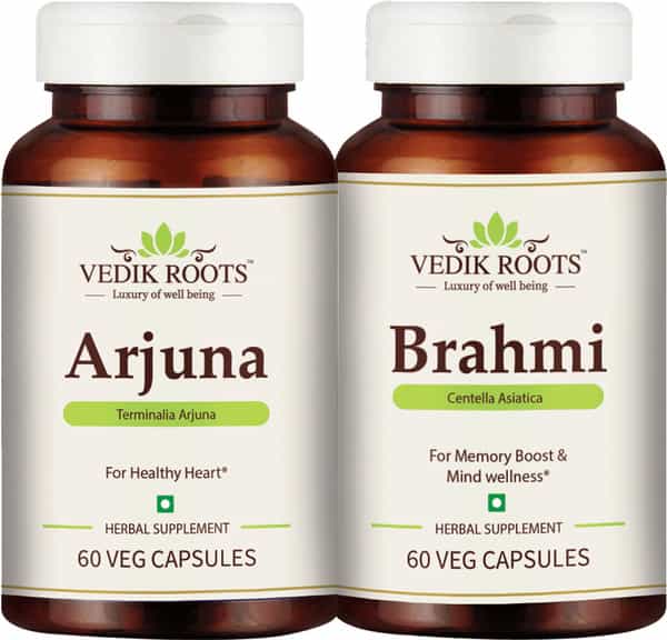 Vedikroots Arjuna + Brahmi 60 Capsules For Heart Care Combo